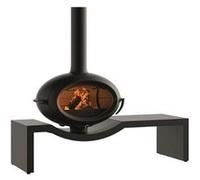 Invicta Poêle à bois BRIO SUR BANC 7 kW – Rendement 76% – 50 cm – 100% fonte – Anthracite
