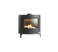 Invicta Poêle à bois en fonte Kaori 9 kW – Rendement 75% – CO 0,10% – Bûches 58 cm – Anthracite