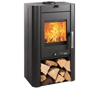 Poêle à bois Haas & Sohn PRUNUS II 6,4 kW Acier noir, avec compartiment à bois