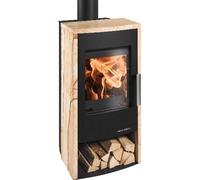 Poêle à bois Haas & Sohn Rubus easy 6 kW Corps noir perle, revêtement Woodstone Prestige