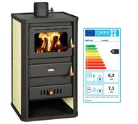 Poêle à bois hydraulique Prity S2 W10 - 13,3 kW, Noir Graphite, Chaudière intégrée de 14 L, Classe A
