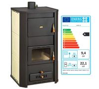 Poêle à bois hydraulique Prity WD W29 - 31,5 kW, Noir Graphite, Chaudière intégrée 44 L, Classe A