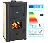 Poêle à bois hydraulique Prity WD W29 D - 31,5 kW, Noir Graphite, Chaudière Intégrée de 44 L, Classe A