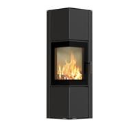 Poêle à Bois ILDNORD ODYN M 8 KW Acier Noir étanche, Foyer fermé, vitre incurvée, Sortie fumées Ø150 mm, Chauffage économique, Combustion Propre - Conforme EcoDesign & Norme Allemande BImSchV 2