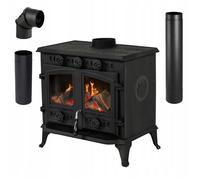Poêle à Bois Indépendant THUNDER® ATAR 10 kW | Fonte de Qualité | Design Poêle-Cheminée | Kit Complet | Chauffage Efficace