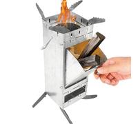 Poêle à bois inoxydable - Chauffage en acier de 12 x 12 x 32 cm pliable | Camping avec poignée, robuste d'extérieur pour intérieur, jardin, terrasse, barbecue, chasse et voyage