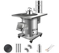 Poele a Bois Interieur, Poêle à Bois Mobile en Acier Inoxydable | Avec Réservoir D'eau de 8 L et Cheminée, pour le Chauffage et la Cuisson en Intérieur