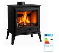 Poêle à bois IRIS en fonte 8 2 kW - Rendement 82 % - Chauffe 170 m³ - Sortie fumée 150 mm - Structure fonte complète - Classe A