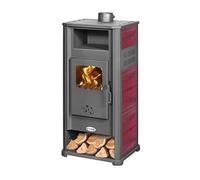Poêle à bois K-Line Kaboul - 9,4 kW, côté faïence bordeaux