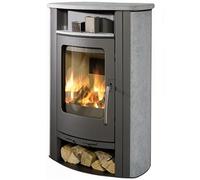 Poêle à bois Koppe Caron Aqua 10,5 kW Hydro Stahl Gussgrau, Verkleidung Serpentinstein