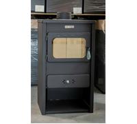 Poele a bois Kupro Style Fonte 8 4 kW acier noir sortie 130 mm