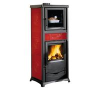 Poêle à bois La Nordica Rossella Plus Forno.165 9,4 kW Avec compartiment de cuisson céramique bordeaux