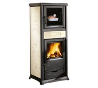 Poêle à bois La Nordica Rossella Plus Forno.165 9,4 kW Avec compartiment de cuisson Keramik Liberty Panna