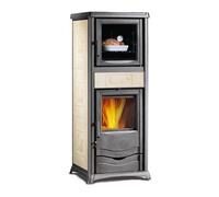 Poêle à bois La Nordica TermoRossella Plus Forno DSA.16 11,1 kW Hydro avec compartiment de cuisson Majolika Liberty Panna