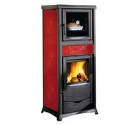 Poêle à bois La Nordica TermoRossella Plus Forno DSA.16 11,1 kW Hydro avec compartiment de cuisson Majolique Liberty Bordeaux