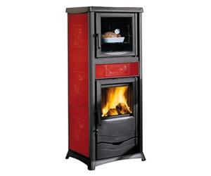 Poêle à bois La Nordica TermoRossella Plus Forno DSA.16 11,1 kW Hydro avec compartiment de cuisson Majolique Liberty Bordeaux