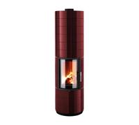 Poêle à bois Leda Colona lite 6 kW Tür rund, Verkleidung dunkelrot emailliert, 6 anneaux (sortie de fumée sur le dessus)