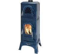 Poêle à bois Leda Edda tea 6 kW Habillage émaillé bleu pétrole