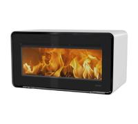 Poêle à bois Lotus Living 7 kW sans compartiment en bois, Raccordement du tuyau de fumée à l'arrière, Alpina White