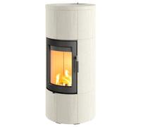 Poêle à bois Lotus Maestro 1 ecoLine 6 kW accumulateur Dépendant de l’air ambiant, habillage Limestone, Gris