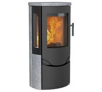 Poêle à bois Lotus Prio 6 | 7 kW Revêtement en pierre ollaire, Noir