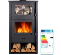 Poêle à bois LUX HORNO - 9,7 kW - Four inox intégré - Rendement 78 % - Chauffe 210 m³ - Sortie 150 mm