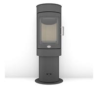 Poêle à bois Max Blank Beaune S Kombi 5,8 kW Acier gris pierre avec émerillon