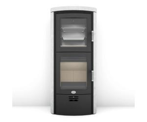 Poêle à bois Max Blank Toulouse BF 6,5 kW Compartiment de cuisson Parties latérales et couvercle en pierre naturelle sablée gris clair