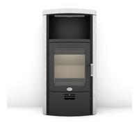 Poêle à bois Max Blank Toulouse WF 6,5 kW accumulateur de chaleur Parties latérales et couvercle en pierre naturelle sablée gris clair, arrière