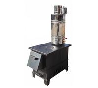 Poêle à bois miniature pour tente, en tôle d'acier, avec four intégré et aérations réglables. Fonctionne avec l'eau chaude et bouillante. Dimensions : 50,5 x 30,5 x 41 cm.