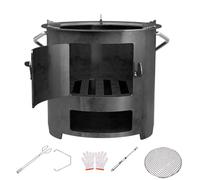 Poêle à Bois Multifonction avec Grille, Poêle de Tente de Camping Portable pour La Cuisine en Plein Air, Four à Bois Extérieur pour La Randonnée, Le Camping et La Cuisson au Wok(26x25cm/10x9.8in)