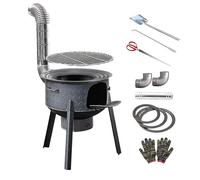 Poêle à Bois Multifonction, Petit Poele a Bois, Robuste et Durable, avec 3 Supports pour Casseroles, Idéal pour Les Barbecues, le Camping et la Cuisine en Plein Air(52cm/20in)