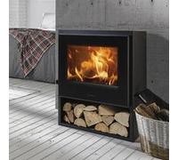 Poêle à bois noir en acier 5,8 kW avec range-bûches, Panadero Bornéo