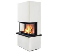 Poêle à bois Olsberg Osorno 8 kW Corps noir, revêtement en pierre naturelle Kalkstein beige Teramo nature