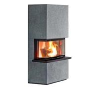 Poêle à bois Olsberg Osorno 8 kW Corps noir, revêtement en pierre naturelle serpentine