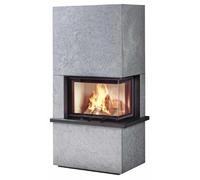 Poêle à bois Olsberg Osorno L 8 kW Corps noir, revêtement en pierre naturelle serpentine - à gauche