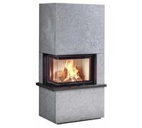 Poêle à bois Olsberg Osorno L 8 kW Corps noir, revêtement en pierre naturelle serpentine - à gauche