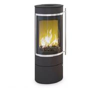 Poêle à bois Olsberg Pular Compact 5 kW étanche Corps noir, cadre décoratif chromé