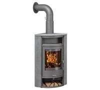 Poêle à bois Oranier Polar Eck 6,5 kW Acier gris, dessus et côtés pierre ollaire