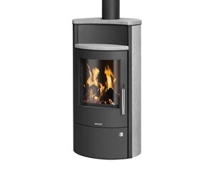 Poêle à bois Oranier Pori Aqua 10 kW Hydro Corps en acier noir, pierre ollaire
