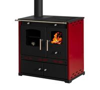 Poêle à bois P. Eco LUX Bordo - 7.38 kW plaque de cuisson en fonte poêle à GAUCHE