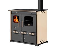 Poêle à bois P. Eco LUX Ivory - 7.38 kW plaque de cuisson en fonte poêle à bois