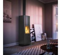 Poêle à bois PALAZZETTI Eva S 7 kW avec accumulation de chaleur Revêtement en acier gris