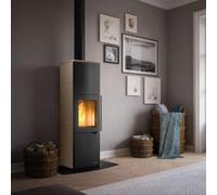 Poêle à bois PALAZZETTI Eva S 7 kW avec accumulation de chaleur Revêtement en céramique café au lait