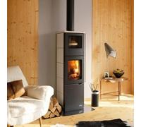 Poêle à bois PALAZZETTI Eva S 7 kW avec four Revêtement en céramique blanc
