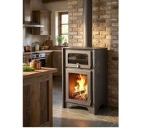 Poêle à bois - PANADERO - Firenze - 10 6 kW - Rendement 88% - Four intégré bûches 41 cm