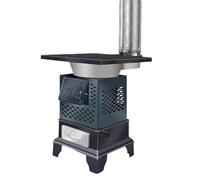 Poêle à bois - Plaque d'acier et four d'intérieur en fonte avec tiroir de collecte de cendres pour patios et salles de séjour