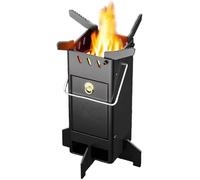 Poêle à bois pliable, adapté aux tentes de camping, poêle portable en acier, poêle à fusée multifonctionnel (noir) (noir)