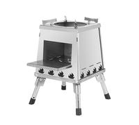 Poêle à bois pliable avec 16 ouvertures de chaleur, compact et portable, en acier inoxydable, sans combustible, polyvalent pour la cuisson, le barbecue et le foyer (argent, moyen)