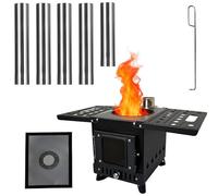 Poêle à bois pliable pour tente de camping, grand format, avec conduits de cheminée en acier inoxydable, idéal pour cuisiner et se chauffer lors de vos sorties en camping ou en randonnée.